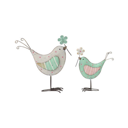 Set 2 Asst Sweetheart Birds w Flower 17cm