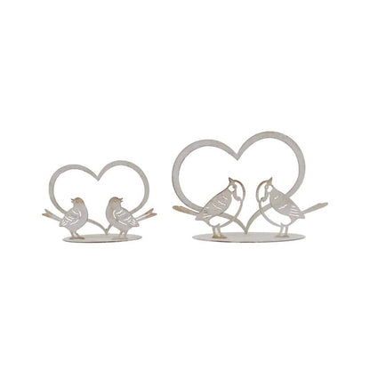 Set 2 Asst Lovebirds w Heart on Base Ornament 20cm