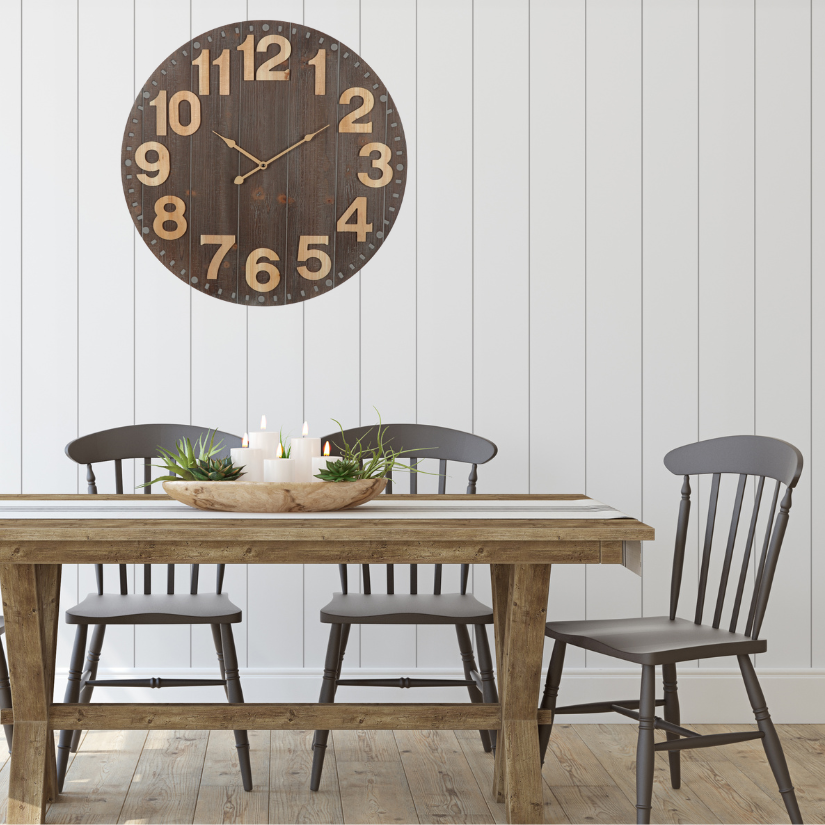 Emporium Slatted Aged Wall Clock 60cm