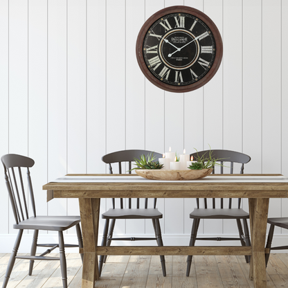 Vintage-Style 'Delcampe' Glass-Front Wall Clock 70cm