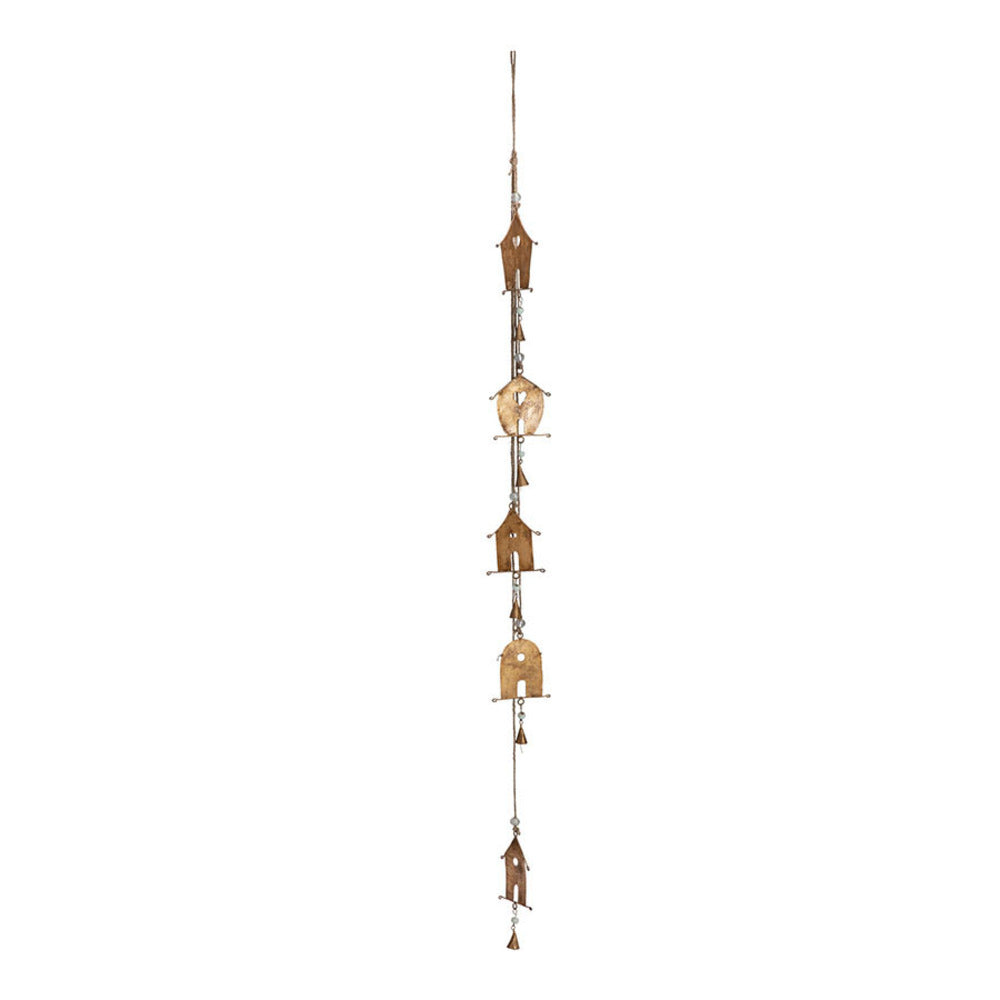Handcrafted Houses w Bells Hanging Mobile 145cm