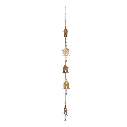 Handcrafted Houses w Bells Hanging Mobile 145cm