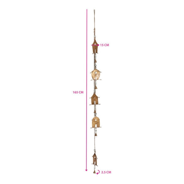 Handcrafted Houses w Bells Hanging Mobile 145cm