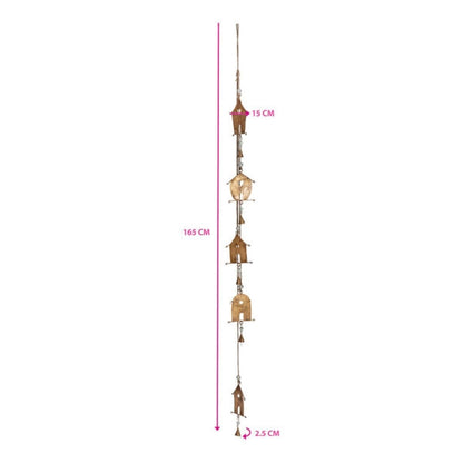 Handcrafted Houses w Bells Hanging Mobile 145cm