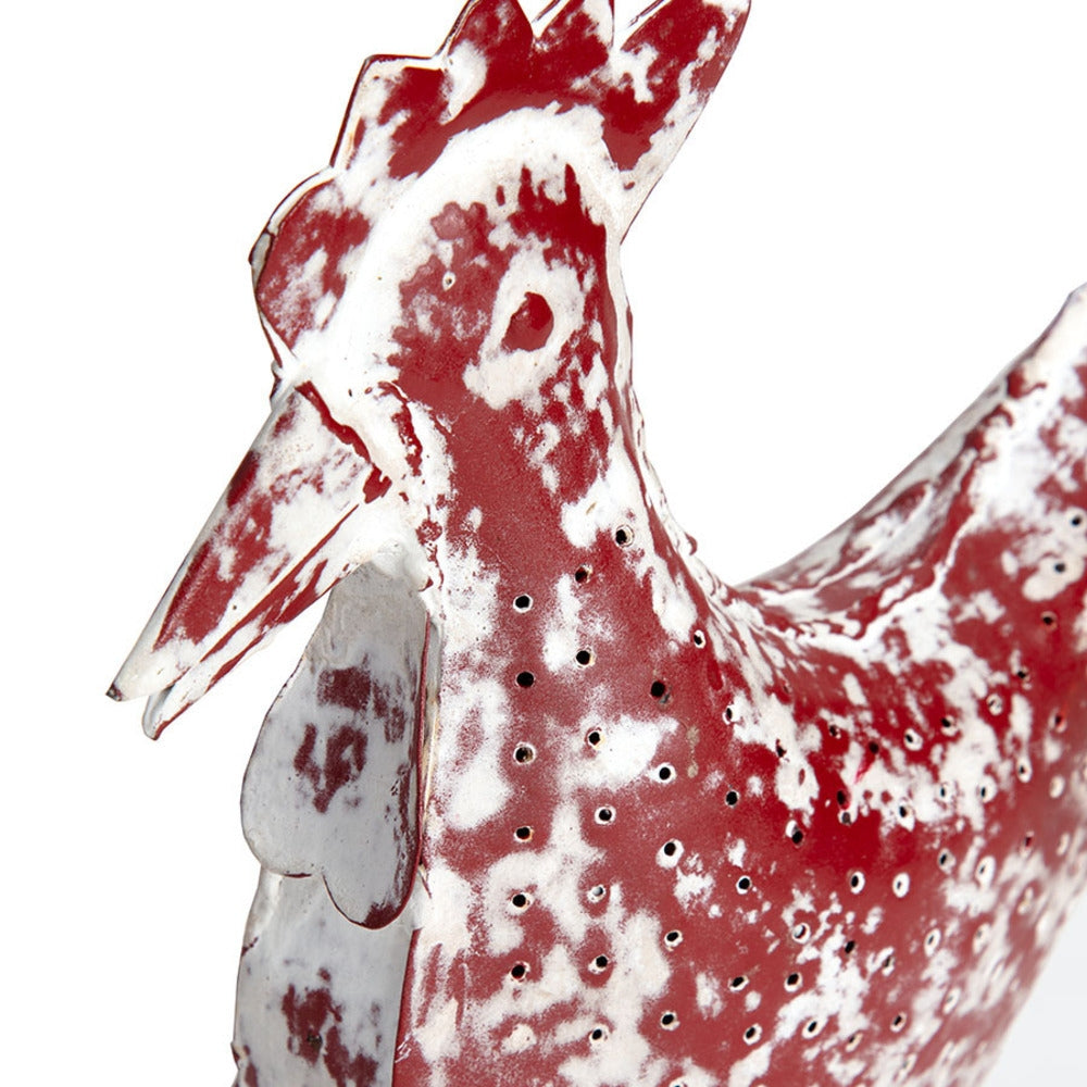 Set 2 Assorted Handcrafted Distressed Red Rooster & Chook 33cm