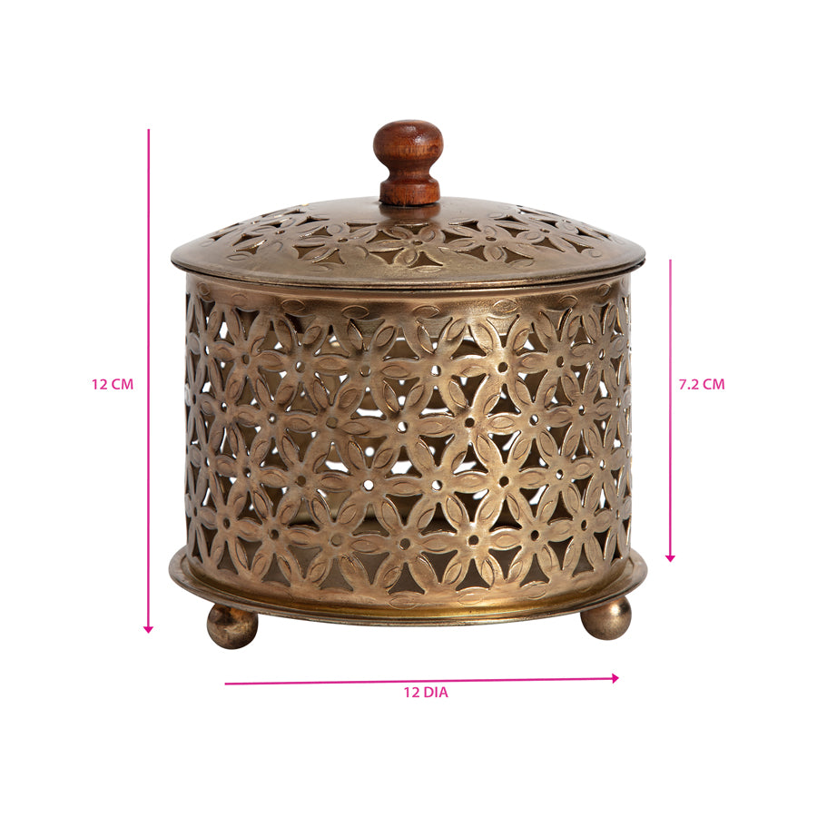 Handcrafted Round Punched Flower Box 12cm