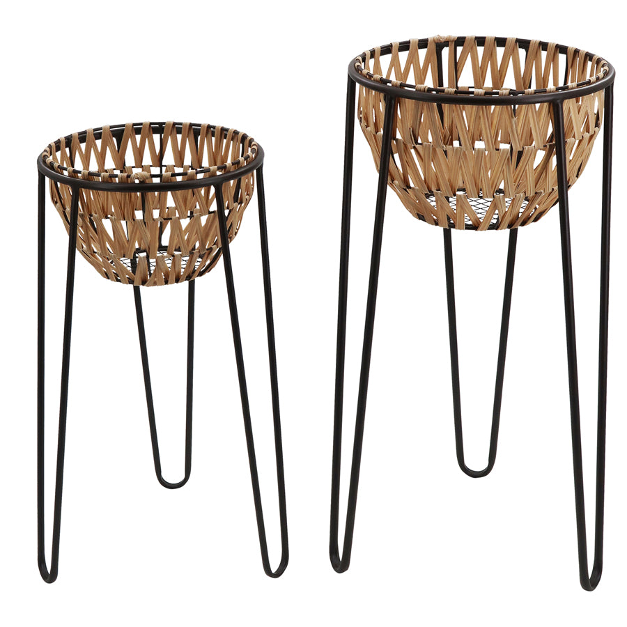 Set 2 Nested Tropea Bowls / Planters an 3 Legged Stand 34x62cm