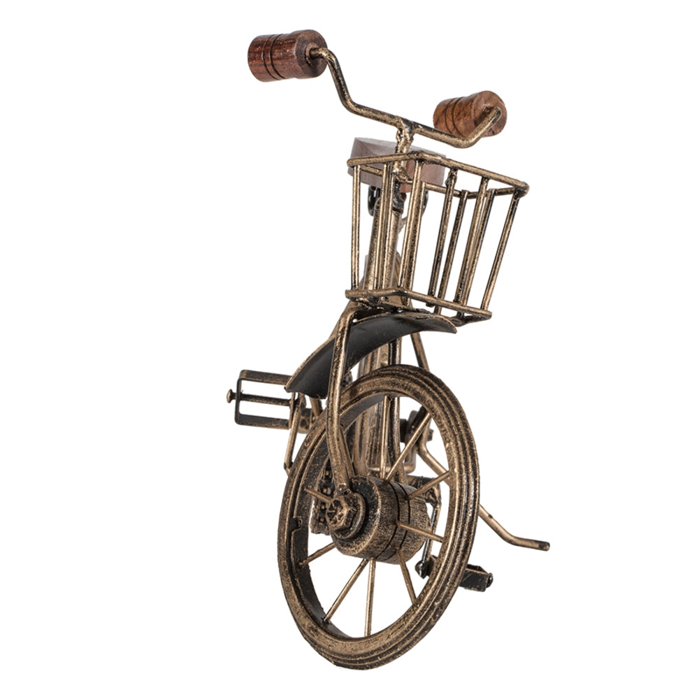 Vintage Bicycle w Basket Antique Gold 32cm