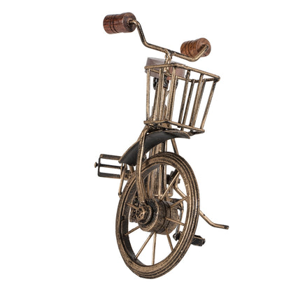 Vintage Bicycle w Basket Antique Gold 32cm