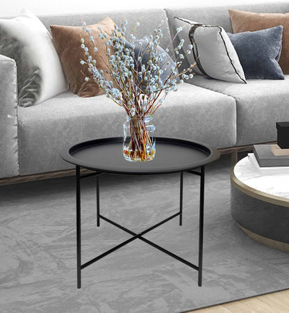 Round Lipped Cross Frame Side Table 47cm