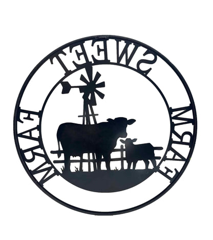 Laser Cut Cow Farm Sweet Farm Wall Art 60cm