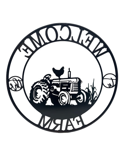 Laser Cut Tractor Welcome Wall Art 60cm