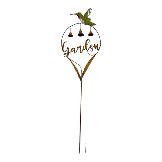 Garden' Stake w Hummingbird + Bells 158cm