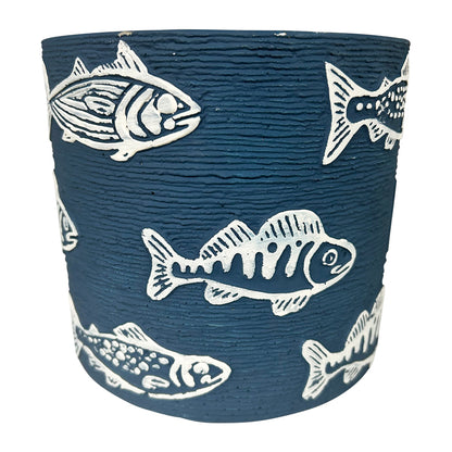 Set 3 Assorted Fish / Stripe Planters w Hole + Plug 14cm