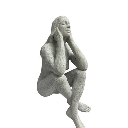 Lady Statue w Elbows On Knees 23cm
