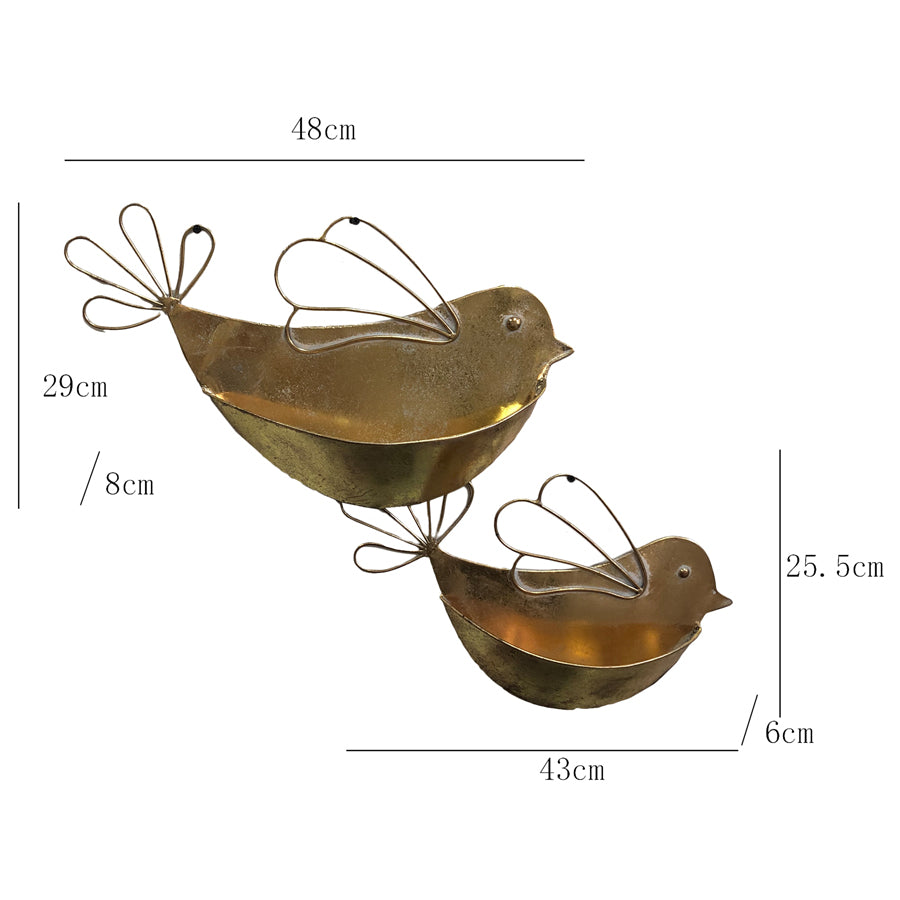 Set 2 Nested Lustre Gold Wall Planters 8x29cm