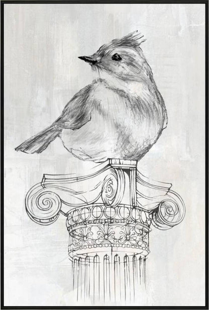 Bird on Column Framed Canvas 90cm