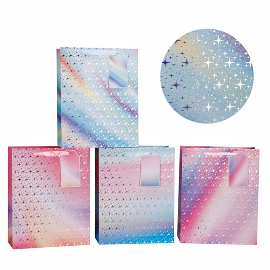 bulk 24 Medium Galaxy Gift Bag Foiled Assort 23cm