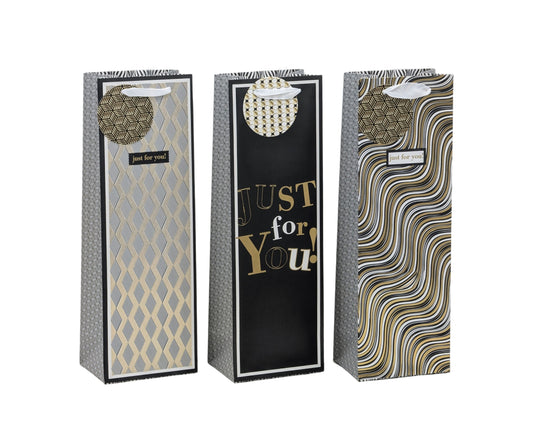 bulk 24 Bottle Gift Bag Golden Glam Assort 36cm