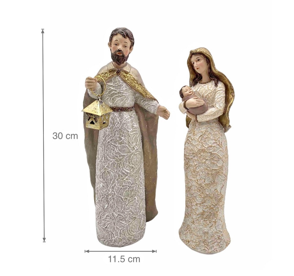 bulk 4 Xmas White Nativity Deco Assort 30cm