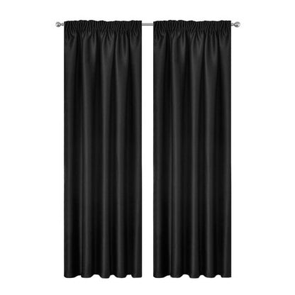 Blockout Curtains 2pcs 137x160cm PINCH PLEAT Blackout High Level Fabric Black