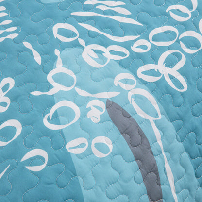 Vintage Delicate Teal floaral Pattern 3 Pc Bedspread & Pillow Cover Set