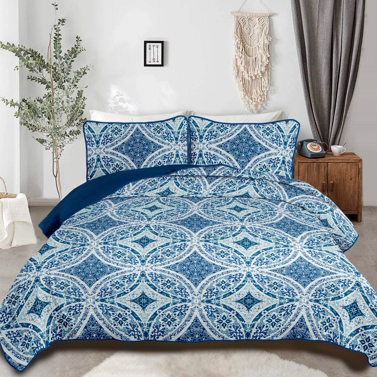 Whimsical Winter Frosty Elegant 3 Pc Bedspread & Pillow Cover Set