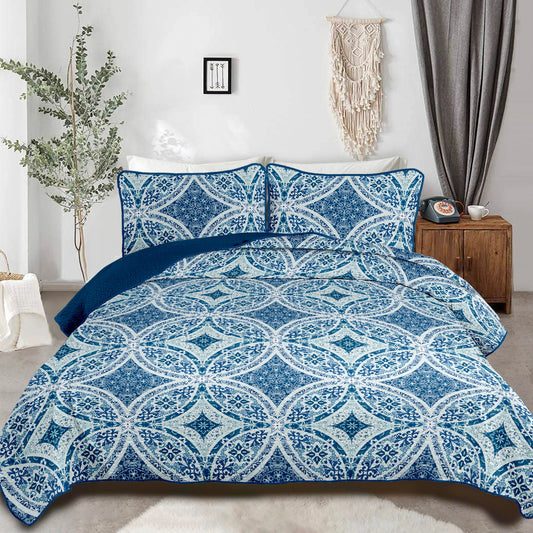 Whimsical Winter Frosty Elegant 3 Pc Bedspread & Pillow Cover Set