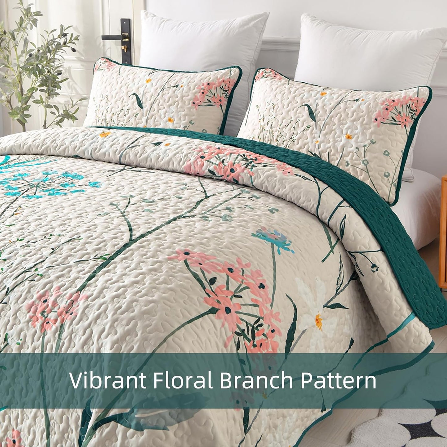 Soft floaral Orchid Dream 3 Pc Bedspread & Pillow Cover Set