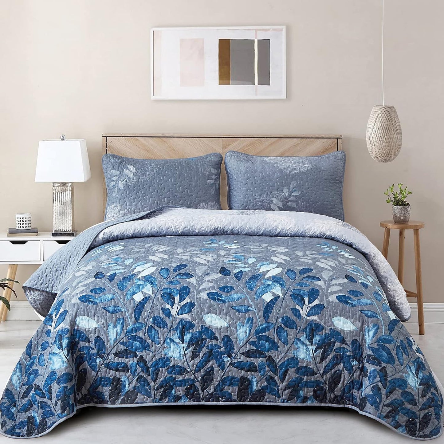 Tranquil Zen Garden Floral 3 Pc Bedspread & Pillow Cover Set