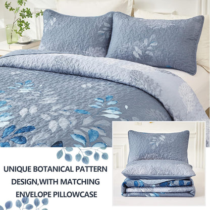 Tranquil Zen Garden Floral 3 Pc Bedspread & Pillow Cover Set