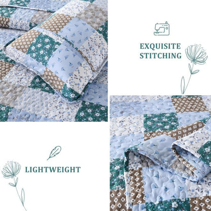 Frosted Blue Hydrangea Elegant 3 Pc Bedspread & Pillow Cover Set