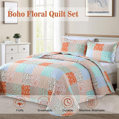 Delicate Lace Blossom Soft 3 Pc Bedspread & Pillow Cover Set