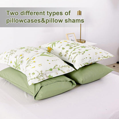 Vintage Delicate green bloom 3 Pc Comforter & Pillow Cover Set