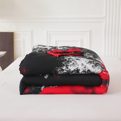Chill Haven Red Rose 3‑Piece Comforter Bundle – Relax & Recharge Style