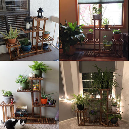 6-Tier Rustic Wooden Step Plant Stand