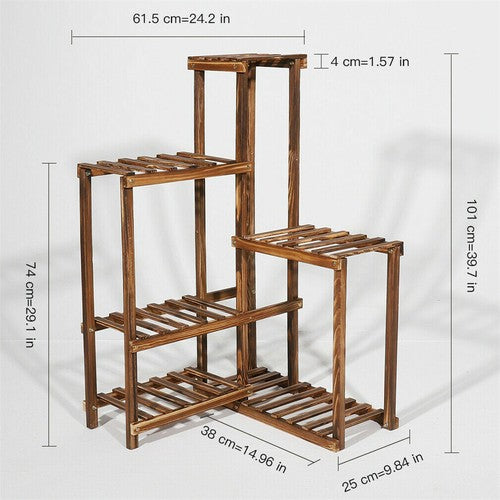 Premium Pine Wood 6-Tier Plant Stand
