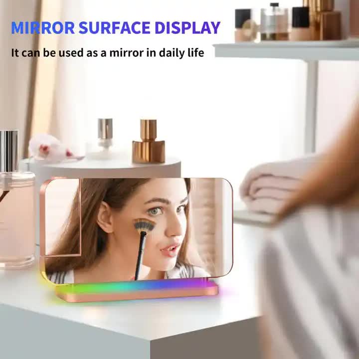 Rose Gold RGB LED Projection Alarm Clock, Multi-Color Night Light with Snooze Function, Home Decor Digital Clock