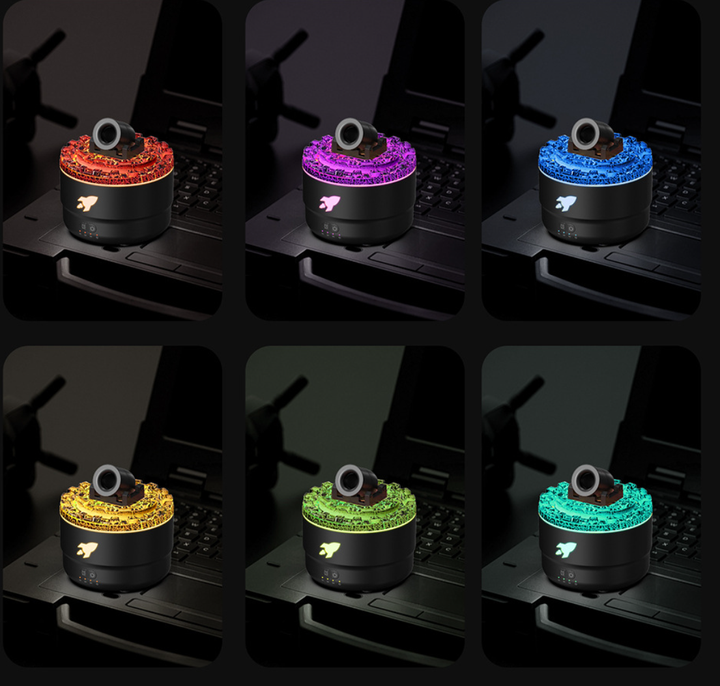 Black Creative Cannon-Shaped Aromatherapy Diffuser with Colorful LED Lights, 280ml Ultrasonic Humidifier, Dual Mist Modes, Desktop Small Air Freshener