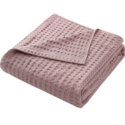 Cotton Waffle Blanket - Air Conditioning Blanket/Throw/Summer Quilt, 100*152cm,Yellow