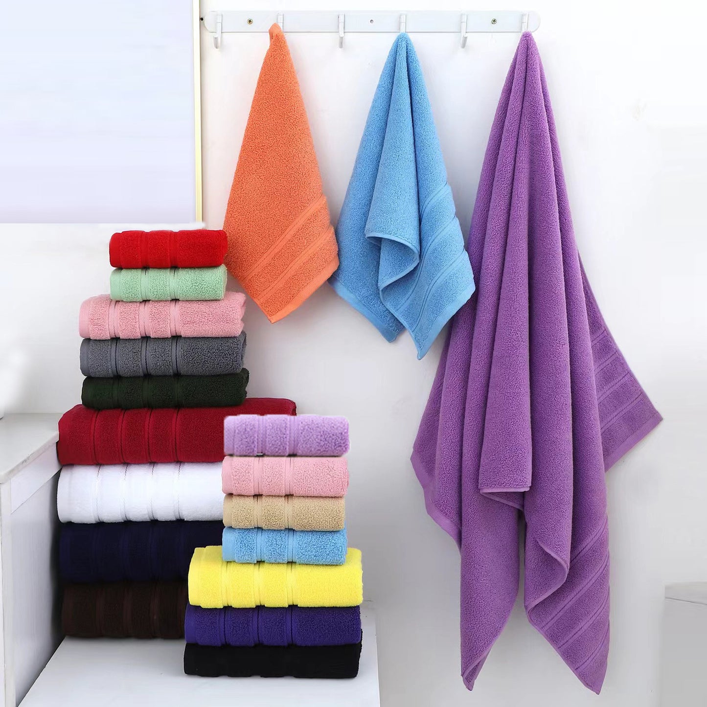 Green Luxury Cotton Towel Set - 6-Piece Ultra-Soft Bath, Hand, and Washcloth Set