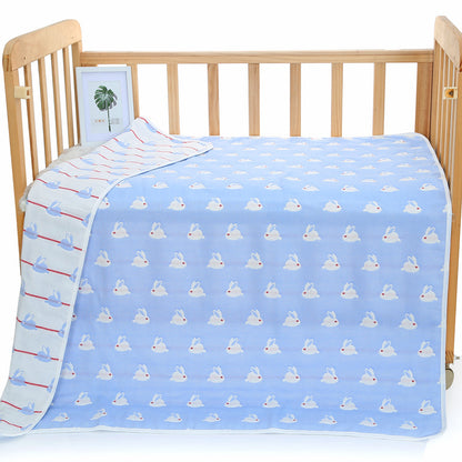 Blue Bunny, 6-Layer Muslin Baby Blanket - Soft Cotton Bedding for Infants and Toddlers, 110x110 cm,