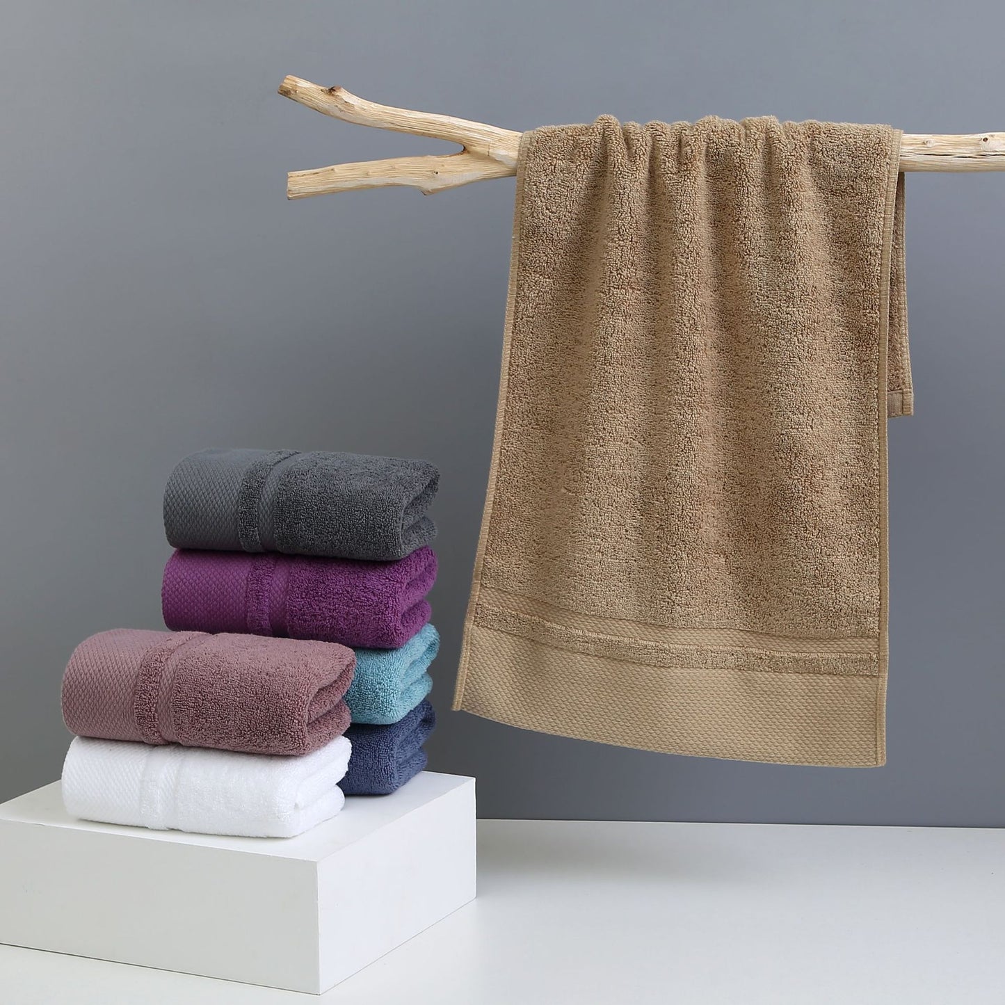 Purple Luxury 100% Cotton Face Towel Set - 3-Piece Thick & Absorbent Towels