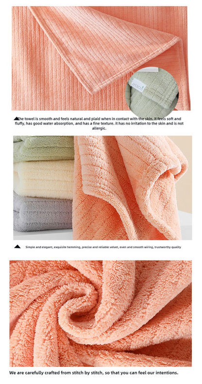 Green Soft Coral Fleece Towel and Bath Towel Gift Set - 5-Piece Luxurious Absorbent Set