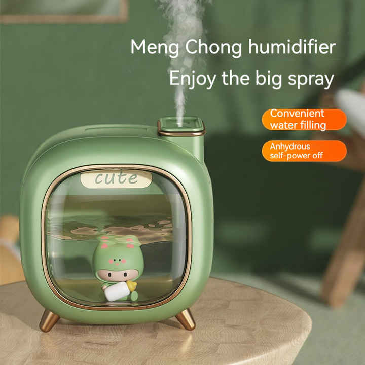 Green USB Desktop Dual Mist Cute Humidifier with Essential Oil Diffuser, 500ml Large Capacity, Quiet Aromatherapy Machine for Bedroom and Office(without essential oil)