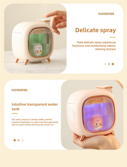 Off White USB Desktop Dual Mist Cute Humidifier with Essential Oil Diffuser, 500ml Large Capacity, Quiet Aromatherapy Machine for Bedroom and Office(without essential oil)