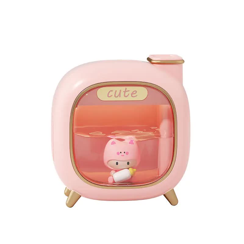 Pink USB Desktop Dual Mist Cute Humidifier with Essential Oil Diffuser, 500ml Large Capacity, Quiet Aromatherapy Machine for Bedroom and Office (without essential oil)