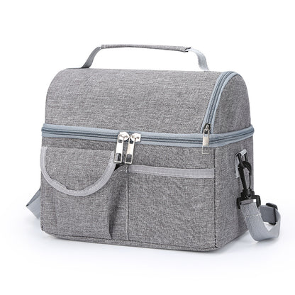 Grey Large Insulated Breast Milk Storage Bag, Dual Layer with Aluminum Foil Lining, Waterproof Oxford Fabric, Portable Handheld Food Container