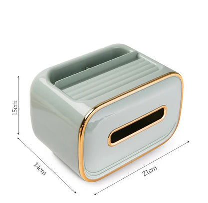 Blue PET Luxury Tissue Box – Multifunctional Desktop Paper Towel Organizer for Home and Living Room