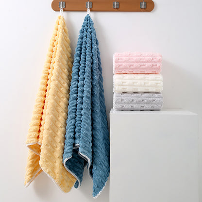Grey Thickened Coral Fleece Towel Set, Large Bath Towel & Face Towel Combo, Soft & Absorbent Towels for Home Use